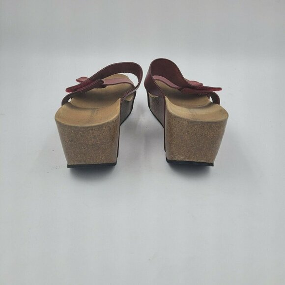 Lola Sabbia Eric Michael Liat Red Leather Double Strap Wedge Sandal Size 40 / 10 - Picture 7 of 12